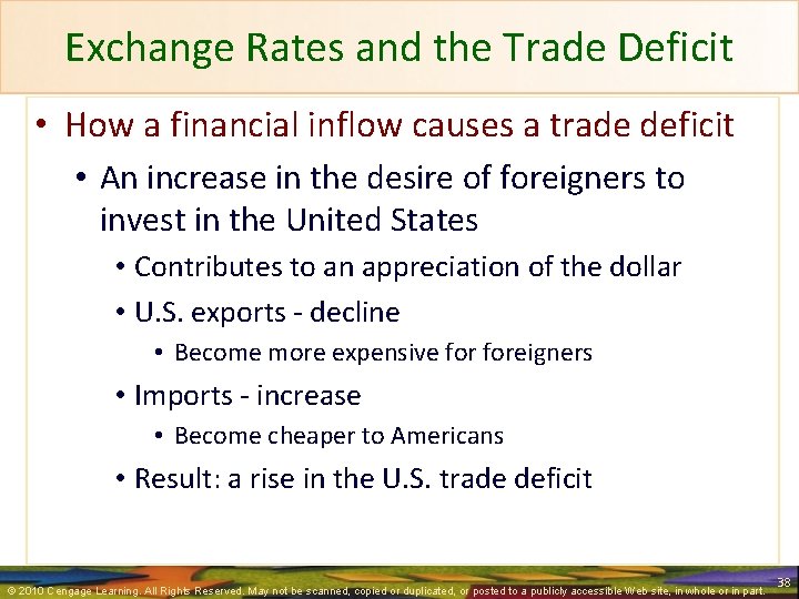 Exchange Rates and the Trade Deficit • How a financial inflow causes a trade