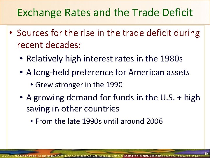 Exchange Rates and the Trade Deficit • Sources for the rise in the trade