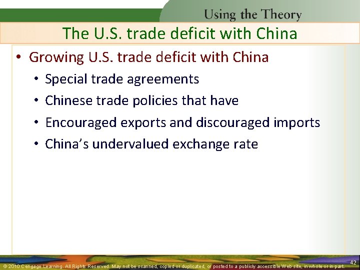 The U. S. trade deficit with China • Growing U. S. trade deficit with