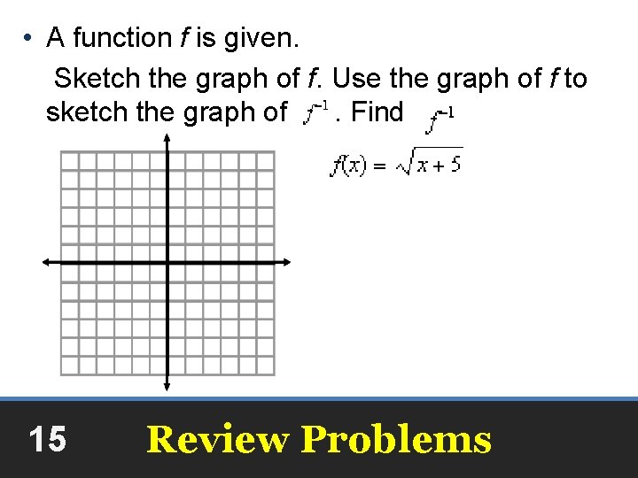  • A function f is given. Sketch the graph of f. Use the