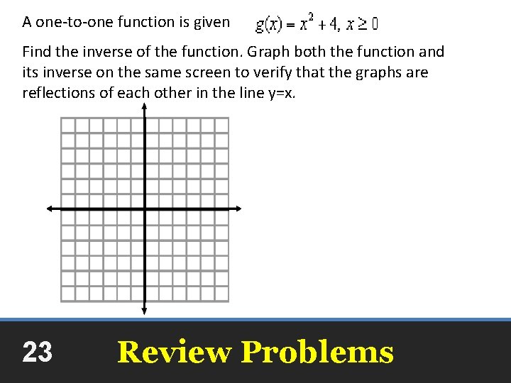 A one-to-one function is given Find the inverse of the function. Graph both the