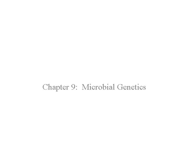 Chapter 9: Microbial Genetics 