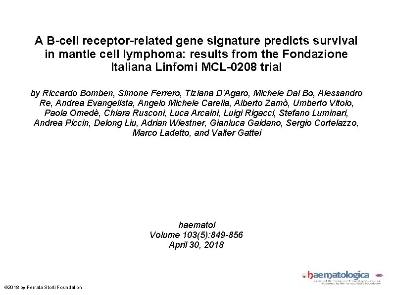 A B-cell receptor-related gene signature predicts survival in mantle cell lymphoma: results from the
