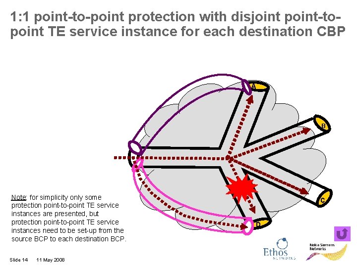 1: 1 point-to-point protection with disjoint point-topoint TE service instance for each destination CBP