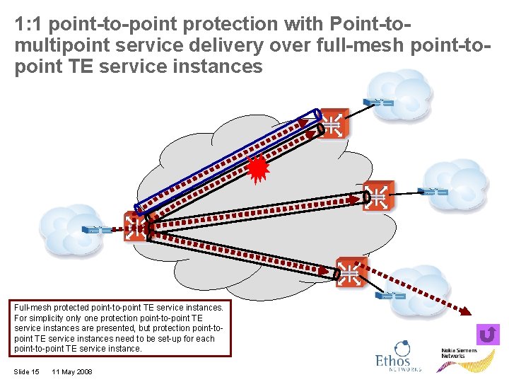 1: 1 point-to-point protection with Point-tomultipoint service delivery over full-mesh point-topoint TE service instances
