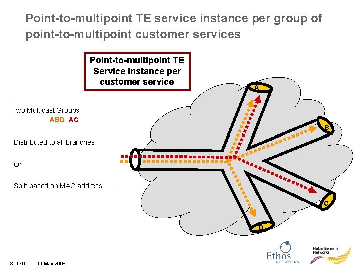 Point-to-multipoint TE service instance per group of point-to-multipoint customer services Point-to-multipoint TE Service Instance