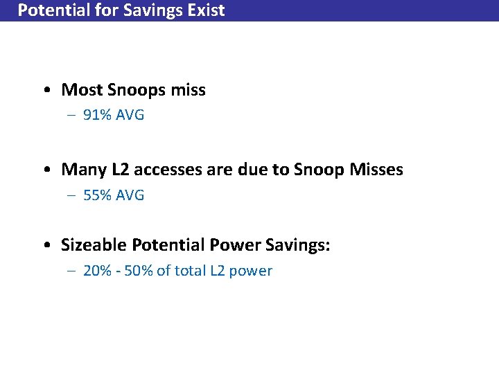 Potential for Savings Exist • Most Snoops miss – 91% AVG • Many L