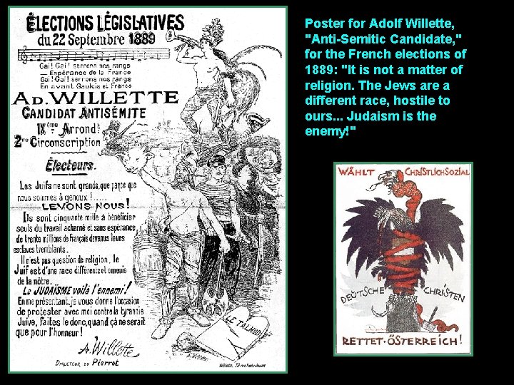 Poster for Adolf Willette, "Anti-Semitic Candidate, " for the French elections of 1889: "It