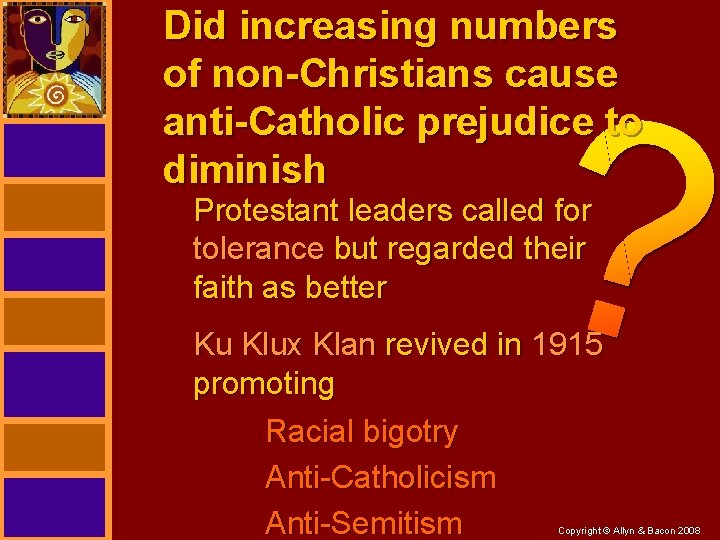 Did increasing numbers of non-Christians cause anti-Catholic prejudice to diminish Protestant leaders called for