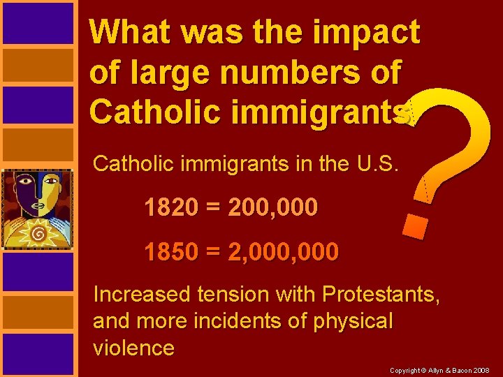 What was the impact of large numbers of Catholic immigrants in the U. S.