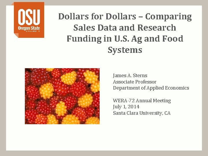 Dollars for Dollars – Comparing Sales Data and Research Funding in U. S. Ag