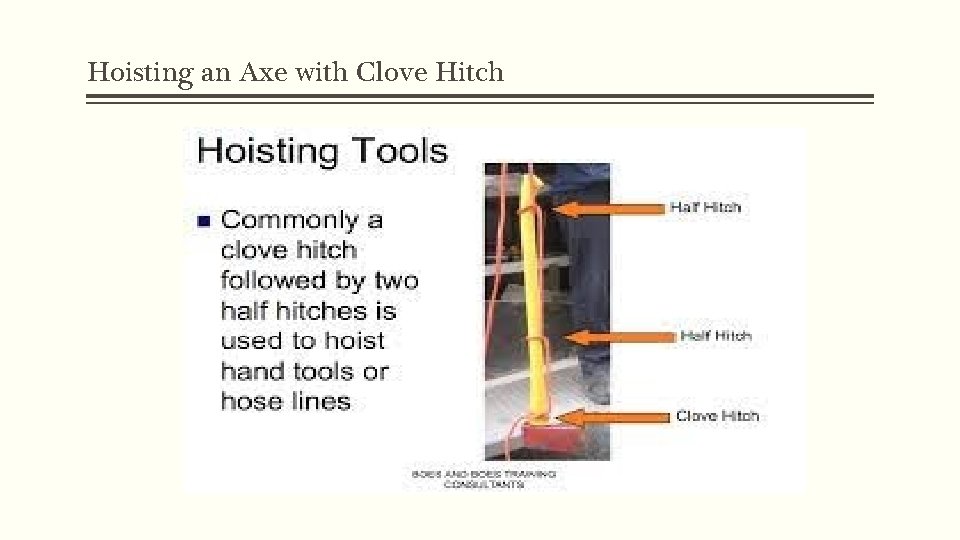 Hoisting an Axe with Clove Hitch 