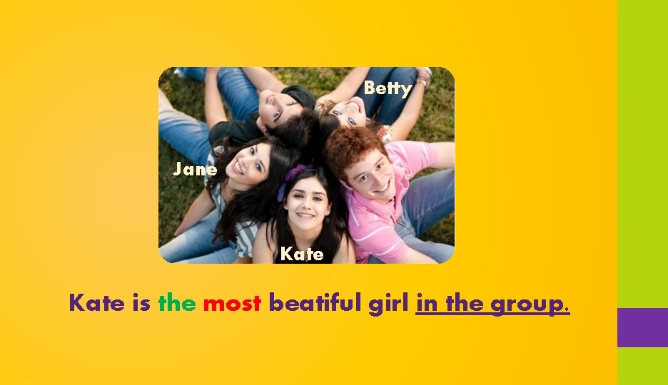Betty Jane Kate is the most beatiful girl in the group. 