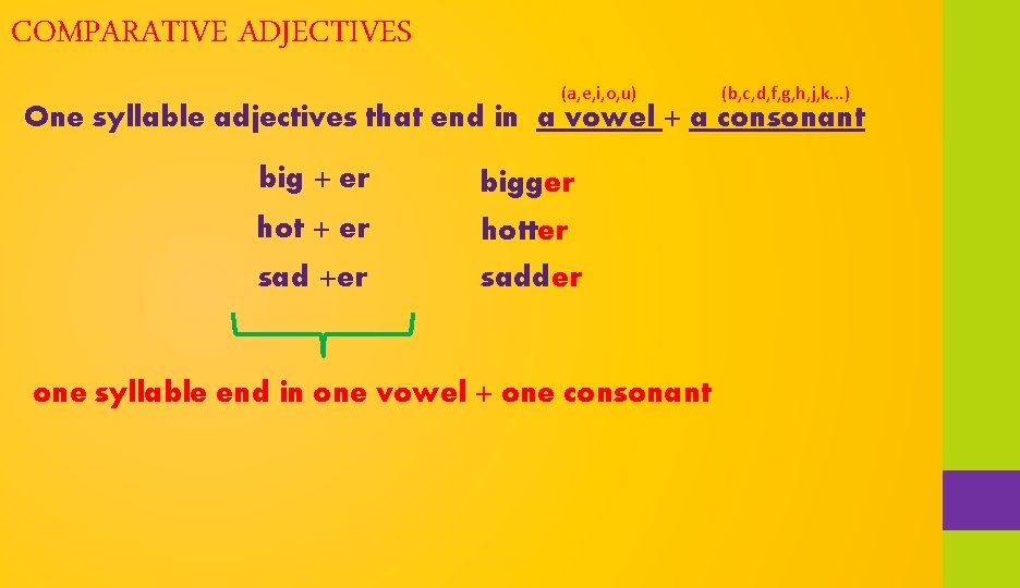 COMPARATIVE ADJECTIVES (a, e, i, o, u) (b, c, d, f, g, h, j,