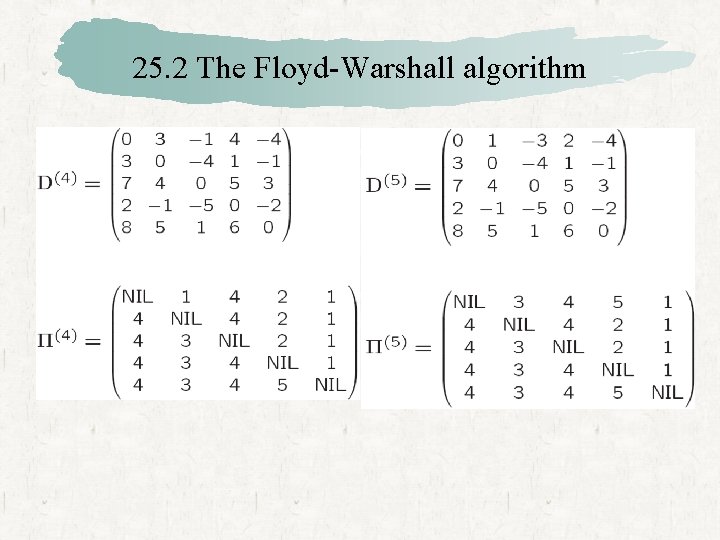 25. 2 The Floyd-Warshall algorithm 