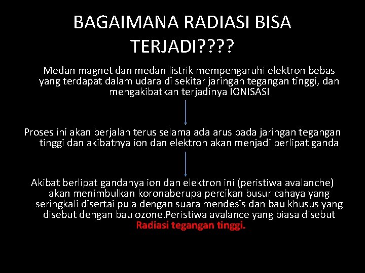 BAGAIMANA RADIASI BISA TERJADI? ? Medan magnet dan medan listrik mempengaruhi elektron bebas yang