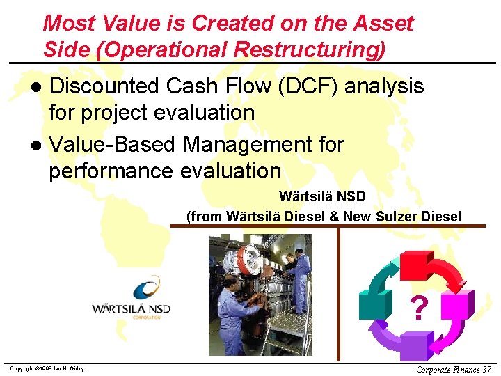 Most Value is Created on the Asset Side (Operational Restructuring) Discounted Cash Flow (DCF)