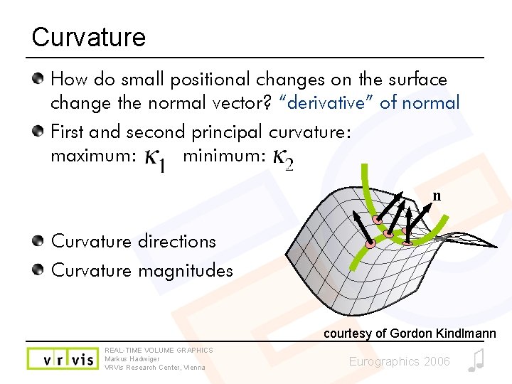 Curvature How do small positional changes on the surface change the normal vector? “derivative”