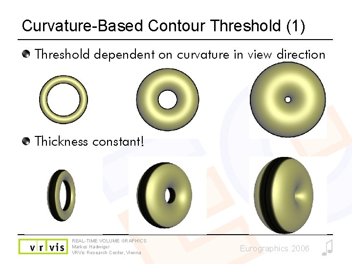 Curvature-Based Contour Threshold (1) Threshold dependent on curvature in view direction Thickness constant! REAL-TIME Curvature-Based Contour Threshold (1) Threshold dependent on curvature in view direction Thickness constant! REAL-TIME