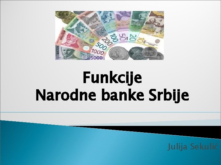 Funkcije Narodne banke Srbije Julija Sekulić 