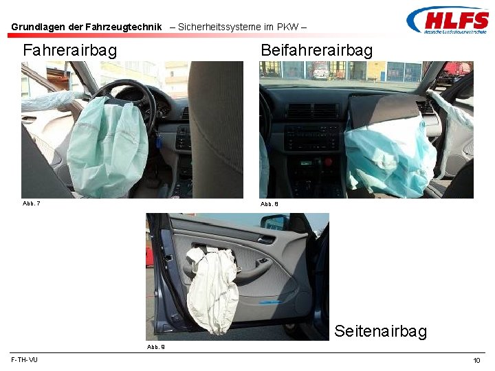 Grundlagen der Fahrzeugtechnik – Sicherheitssysteme im PKW – Fahrerairbag Beifahrerairbag Abb. 7 Abb. 8