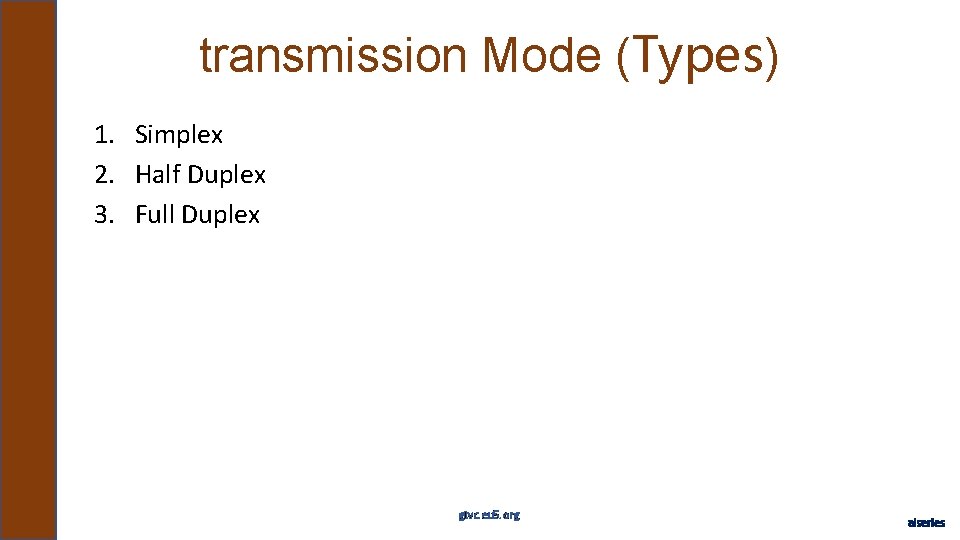 transmission Mode (Types) 1. Simplex 2. Half Duplex 3. Full Duplex gtvc. eu 5.