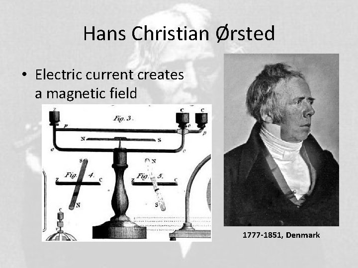 Hans Christian Ørsted • Electric current creates a magnetic field 1777 -1851, Denmark 