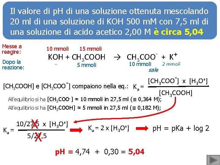 Il valore di p. H di una soluzione ottenuta mescolando 20 ml di una