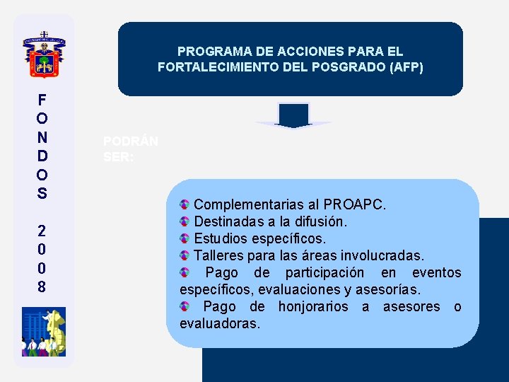 PROGRAMA DE ACCIONES PARA EL FORTALECIMIENTO DEL POSGRADO (AFP) F O N D O