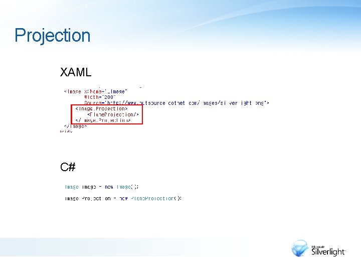 Projection XAML C# 