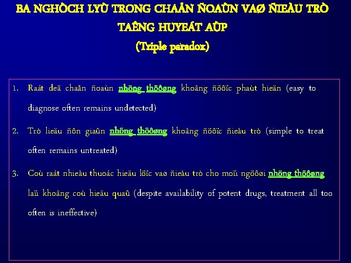 BA NGHÒCH LYÙ TRONG CHAÅN ÑOAÙN VAØ ÑIEÀU TRÒ TAÊNG HUYEÁT AÙP (Triple paradox)