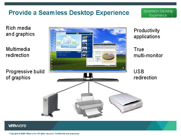 Provide a Seamless Desktop Experience Rich media and graphics Productivity applications Multimedia redirection True