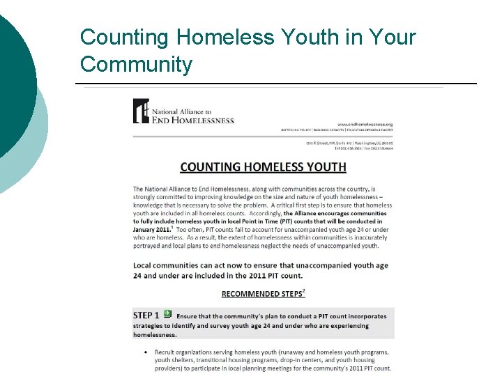 Counting Homeless Youth in Your Community 