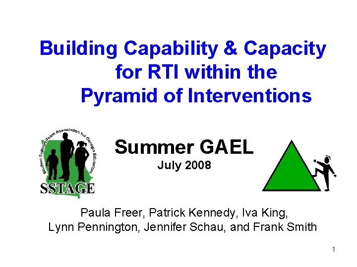 Building Capability & Capacity for RTI within the Pyramid of Interventions Summer GAEL July
