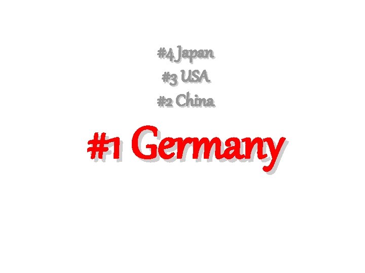 #4 Japan #3 USA #2 China #1 Germany 