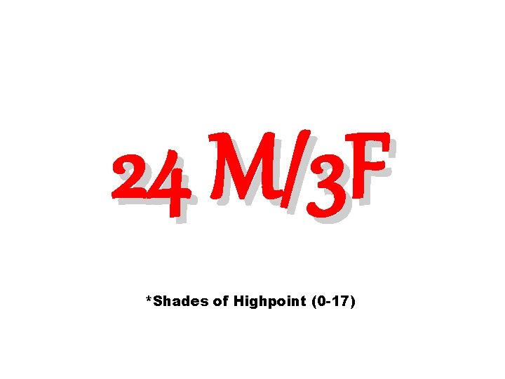 24 M/3 F *Shades of Highpoint (0 -17) 