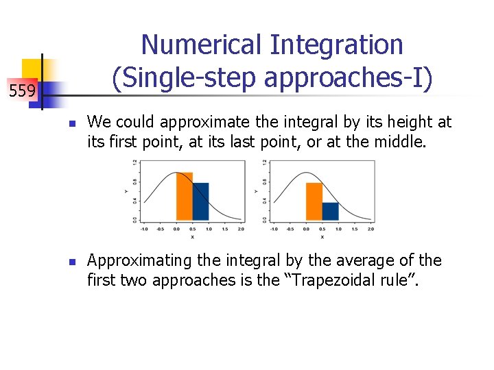 Numerical Integration (Single-step approaches-I) 559 n n We could approximate the integral by its