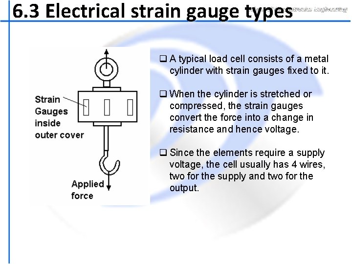 6. 3 Electrical strain gauge types q A typical load cell consists of a