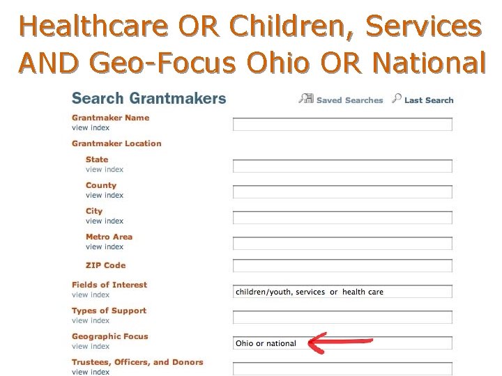 Healthcare OR Children, Services AND Geo-Focus Ohio OR National 