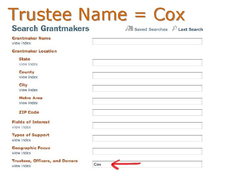 Trustee Name = Cox 