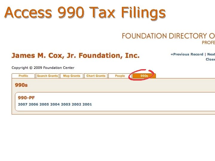 Access 990 Tax Filings 
