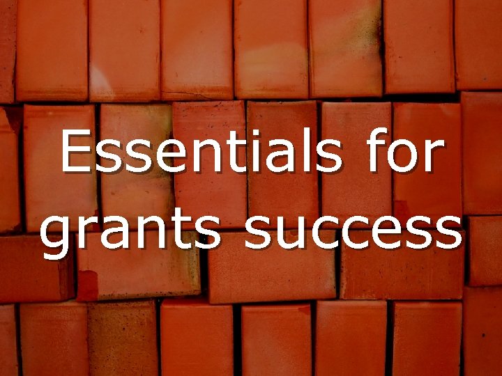 Essentials for grants success 
