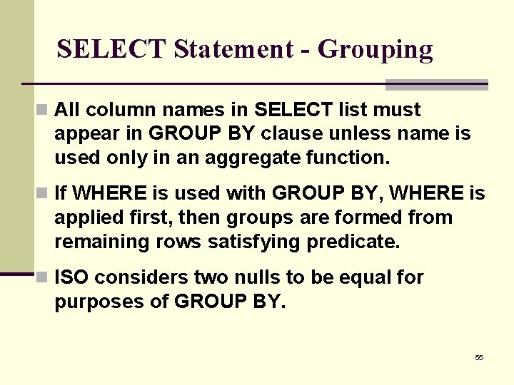 SELECT Statement - Grouping n All column names in SELECT list must appear in