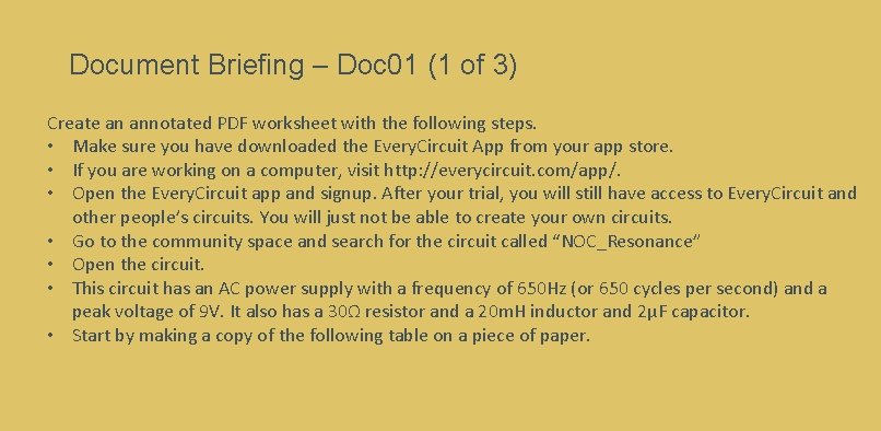 Document Briefing – Doc 01 (1 of 3) Create an annotated PDF worksheet with