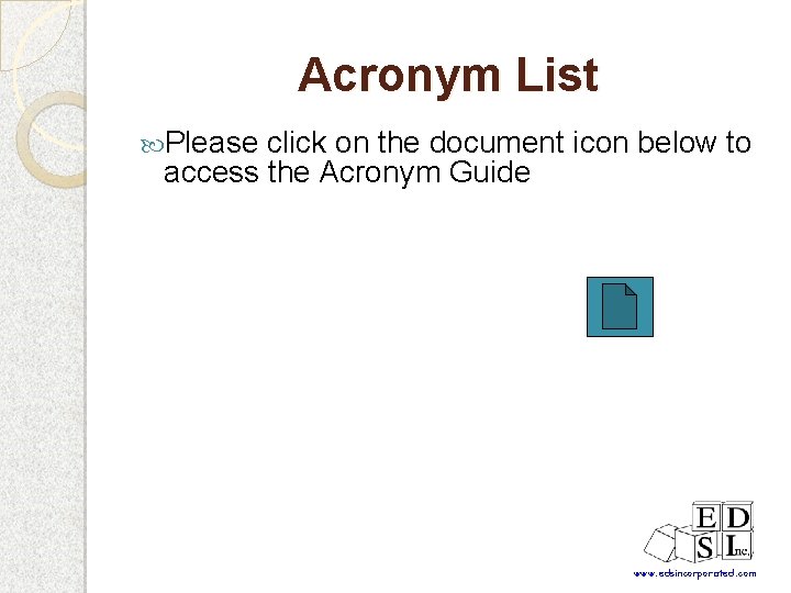 Acronym List Please click on the document icon below to access the Acronym Guide