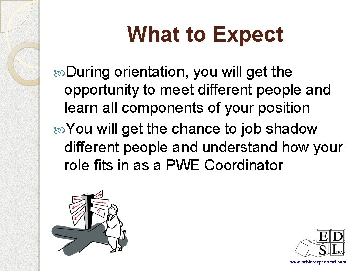 What to Expect During orientation, you will get the opportunity to meet different people