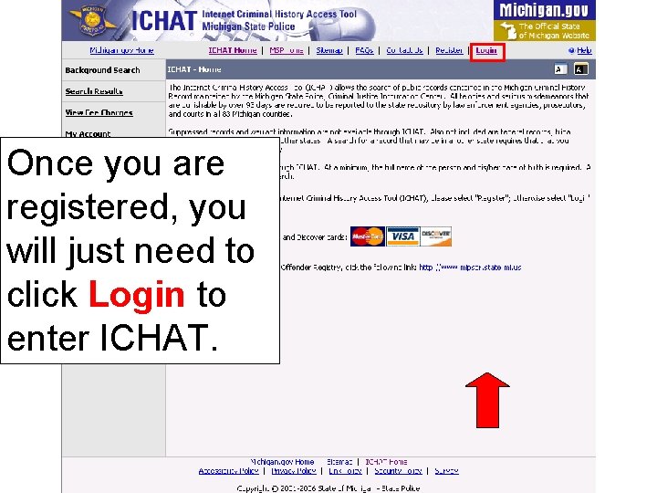 Once you are registered, you will just need to click Login to enter ICHAT.