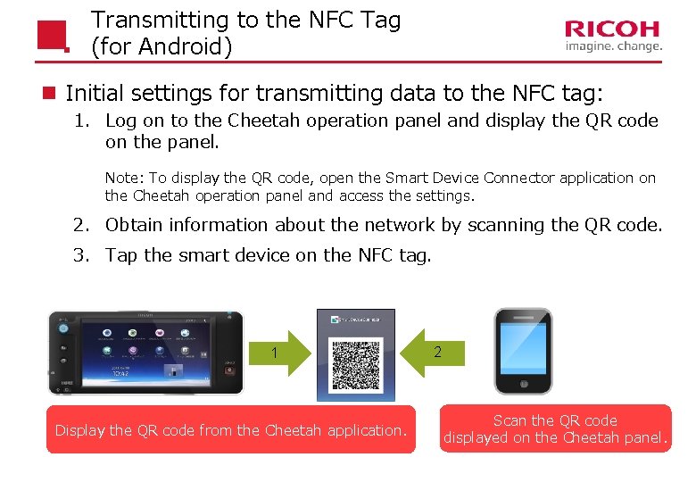 Transmitting to the NFC Tag (for Android) n Initial settings for transmitting data to