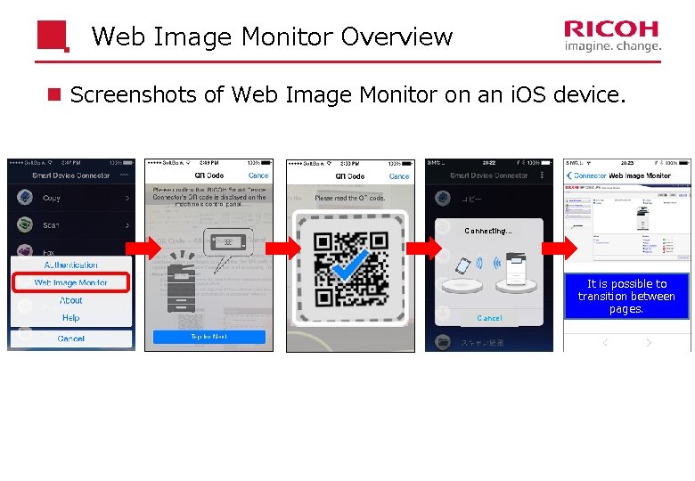 Web Image Monitor Overview n Screenshots of Web Image Monitor on an i. OS
