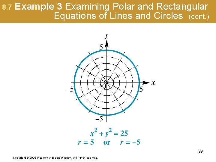 8. 7 Example 3 Examining Polar and Rectangular Equations of Lines and Circles (cont.